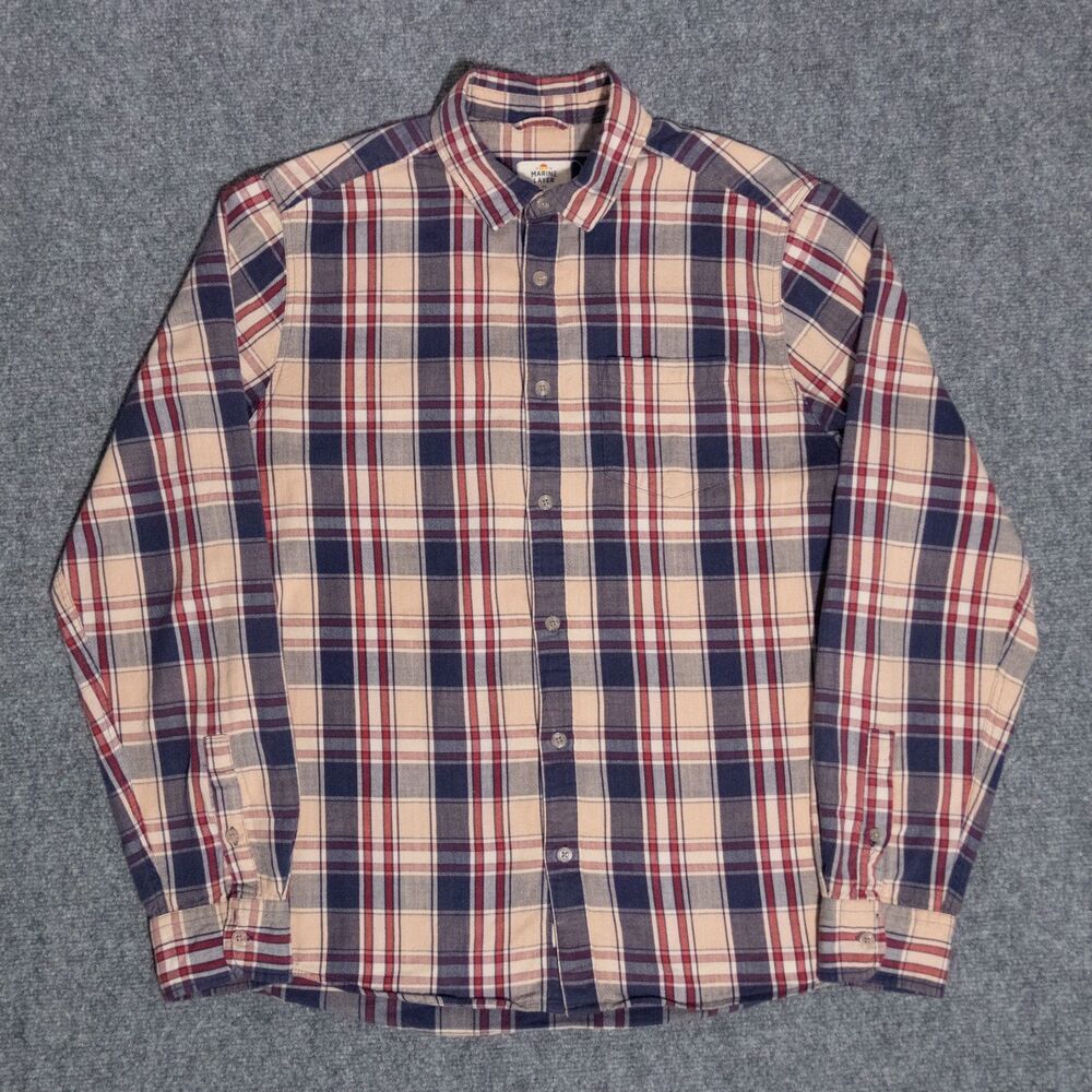 Marine Layer Flannel Plaid Long Sleeve Button Shirt Men's Medium/Large